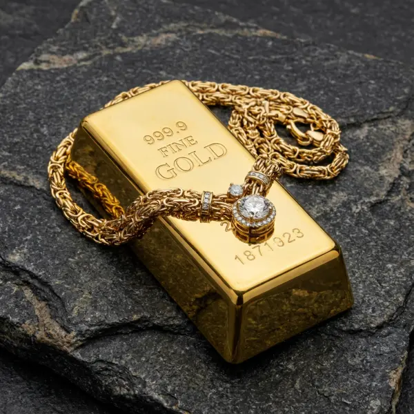 شمش و گردنبند طلای زرد - طلای زرد و سفید