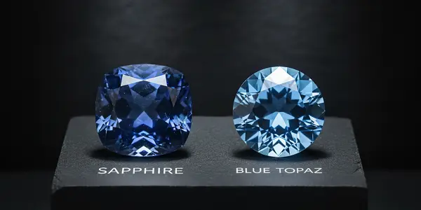 عکس یاقوت کبود و توپاز ابی که ممکن است به جای یاقوت کبود فروخته شود