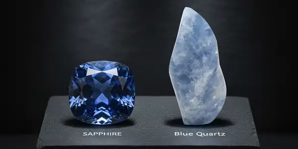 سنگ کوارتز آبی از سنگ های شبیه به یاقت کبود طبیعی است که باید دقت کرد که آن را به جای یاقوت کبود خریداری نکرد