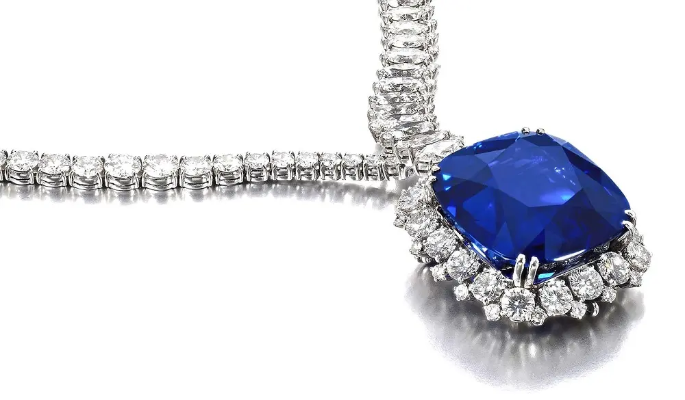 عکس یاقوت کبود اصل - گردنبند جواهرات یاقوت کبود و الماس